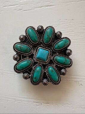 Turquoise Floral phone holder/stand